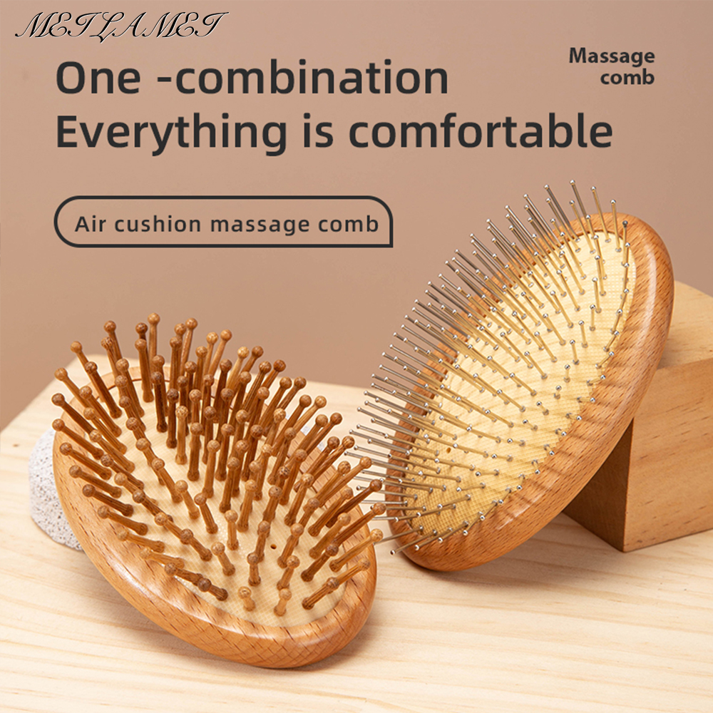 Bamboo Hair Brush - 1pcs/2pcs Wood Comb Professional Healthy Paddle